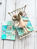 1930s Dollhouse Small Teal Quilt, 1:12 scale, maileg mice furniture, modern dollhouse, dollhouse bedding
