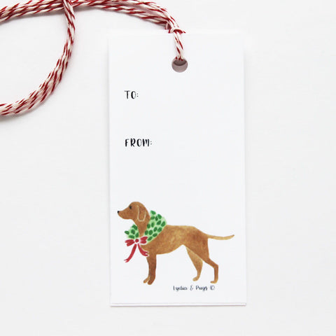 Chocolate Lab with Wreath Gift Tags