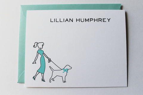 Girl Walking Pooch Note Card