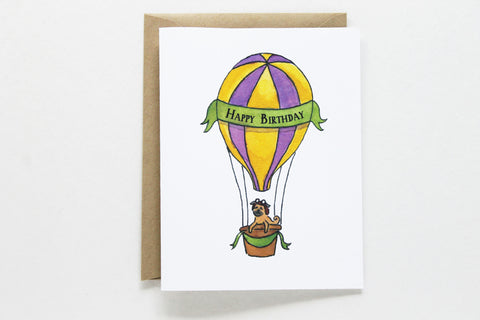 Striped Hot Air Balloon Birthday Card