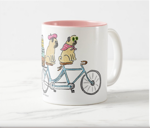 Pug Tandem Bicycle Mug