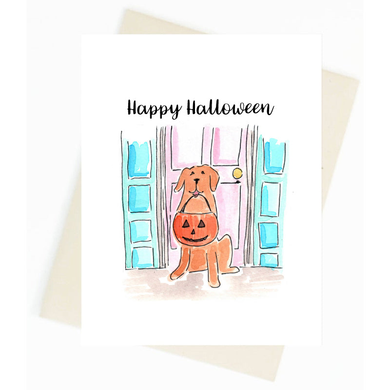Happy Halloween Golden Retriever Greeting Card