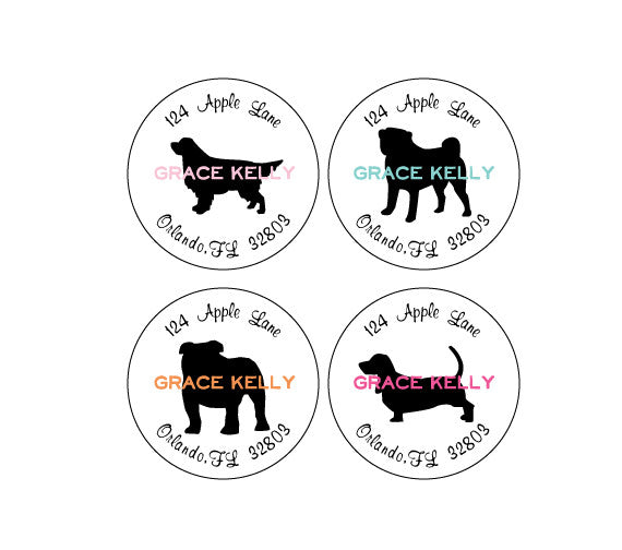 Round Dog Address Labels