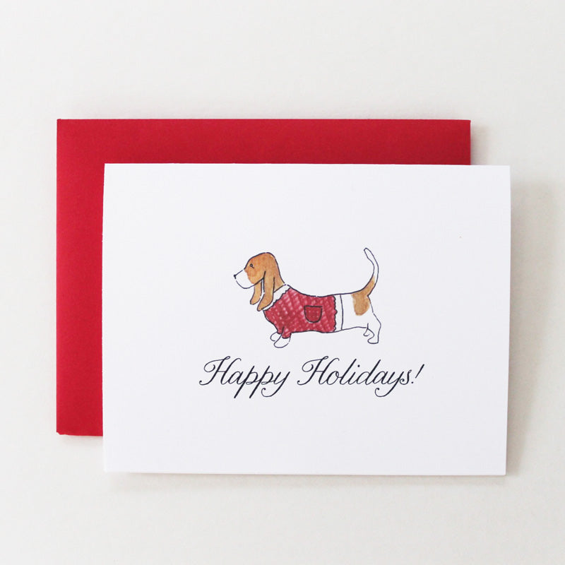 Basset Hound Holiday Sweater Card