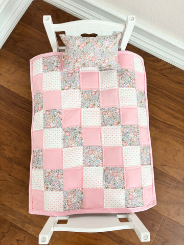 Doll Quilt – Liberty of London Michelle E Liberty Fabric – Pink Floral Quilt