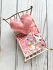 1930s Dollhouse Small Valentine Quilt and Pillows, 1:12 scale, maileg mice furniture, modern dollhouse, dollhouse bedding