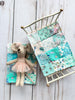 1930s Dollhouse Small Teal Quilt, 1:12 scale, maileg mice furniture, modern dollhouse, dollhouse bedding