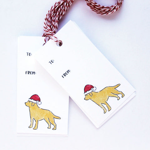 Yellow Labrador Santa hat Gift Tags