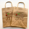 Pug Kraft Gift bags with Poinsettia flower