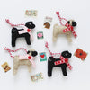Valentine Pug Ornament - fawn pug with pink collar
