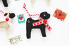 Valentine Pug Ornament - black pug with pink collar