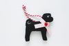 Valentine Pug Ornament - black pug with pink collar