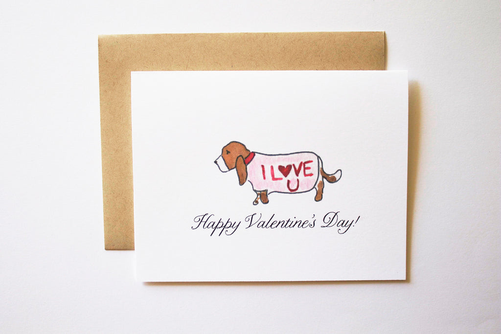 Basset Hound Valentine Card