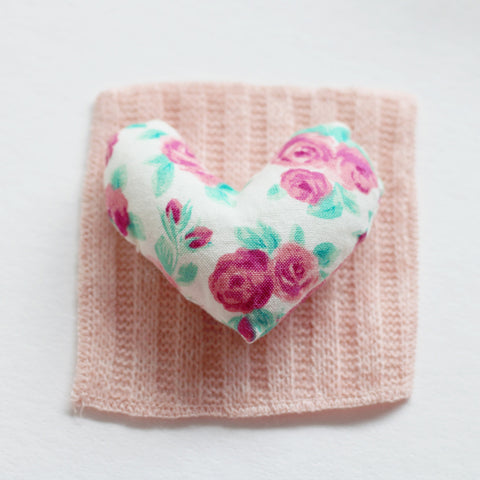 Floral Heart dollhouse pillow, 1:12 scale