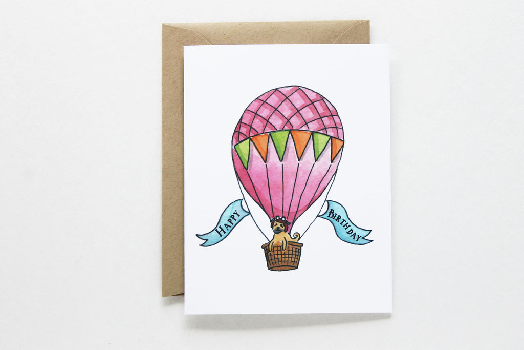 Red Hot Air Balloon Birthday Card