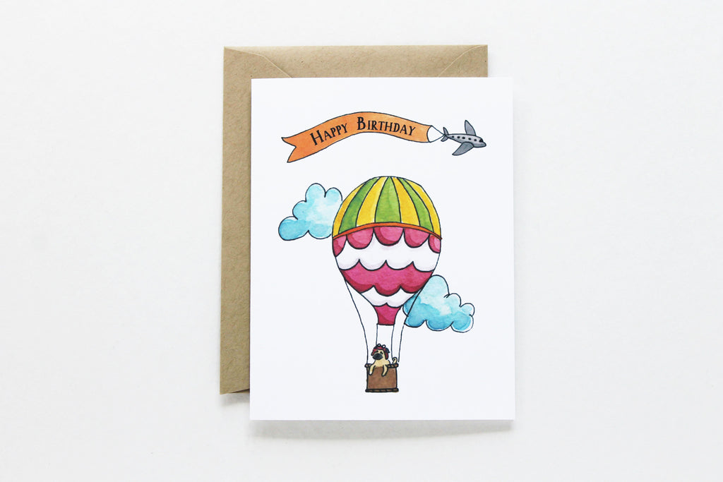 Scallop Hot Air Balloon Birthday Card