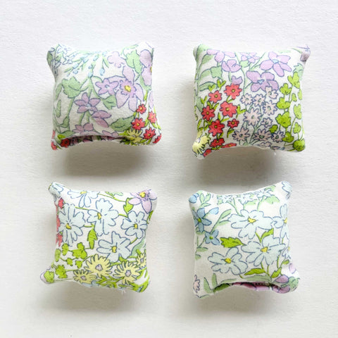 Floral Square dollhouse pillows, 1:12 scale