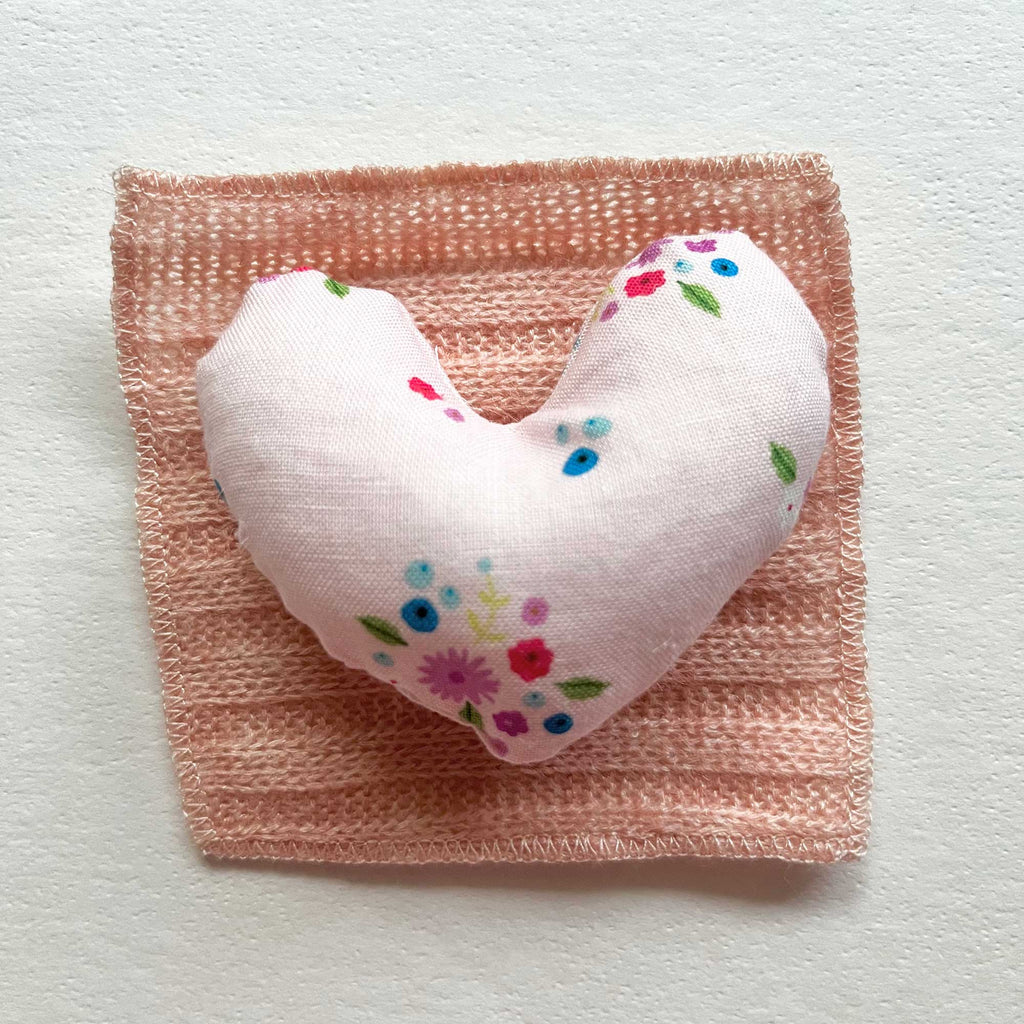 Small Flowers Heart dollhouse pillow, 1:12 scale