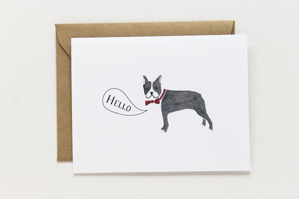 Hello Boston Terrier Card