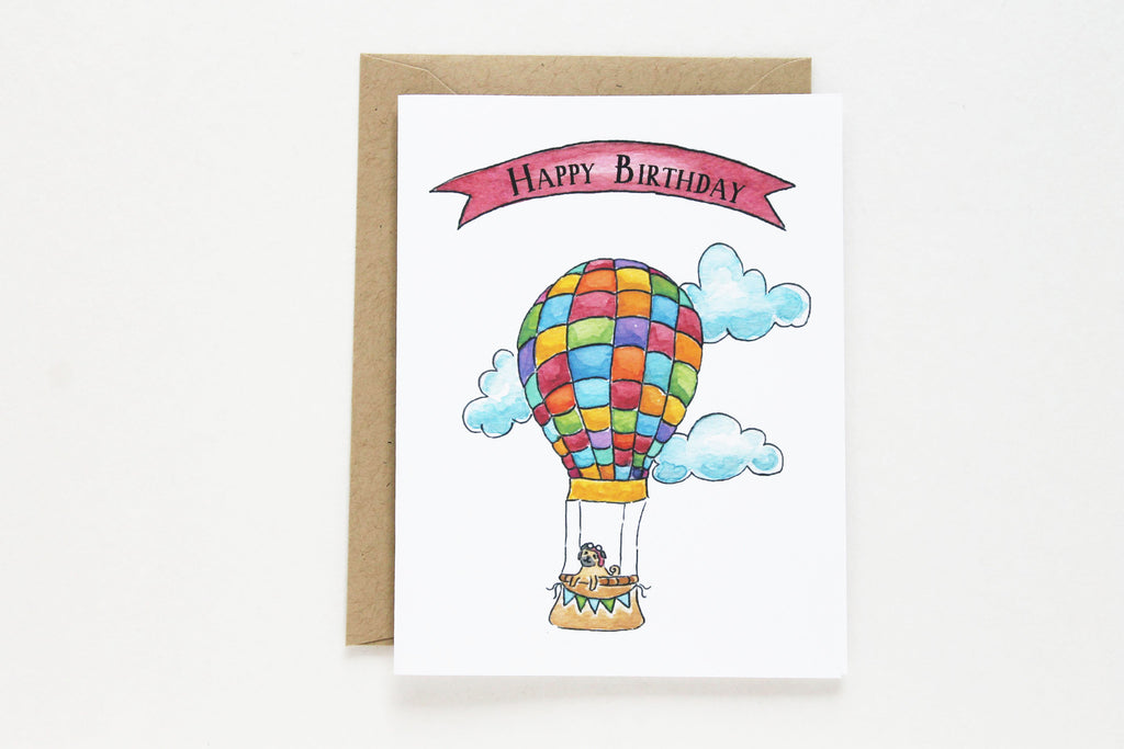 Multi-Color Hot Air Balloon Birthday Card