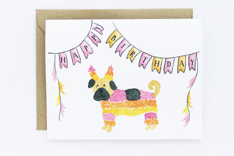 Piñata Pug Birthday Card