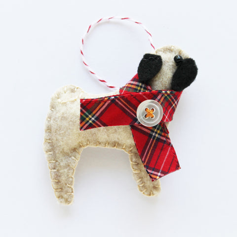 Pug Ornament - fawn pug