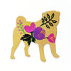 Wooden Pug Silhouette - gold violet