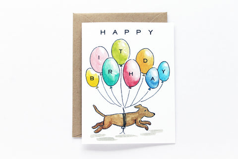 Balloons Dog Birthday Card