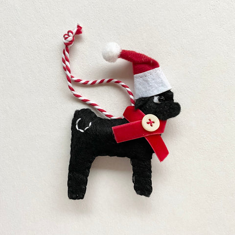 Pug Ornament - Black Santa Pug