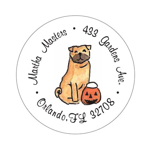 Pug Pumpkin Halloween Fall Address Labels