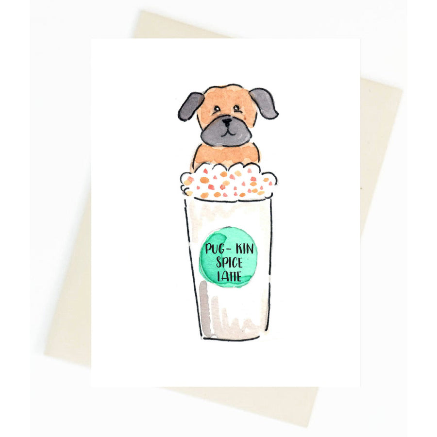 Pug-Kin Spice Latte Greeting Card
