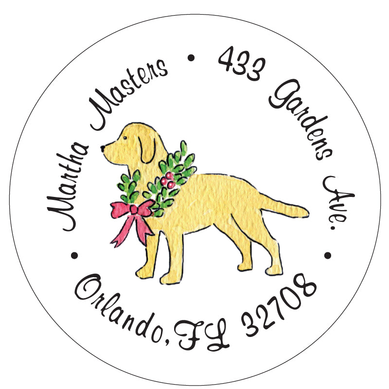 Labrador Retriever Christmas Wreath Address Labels